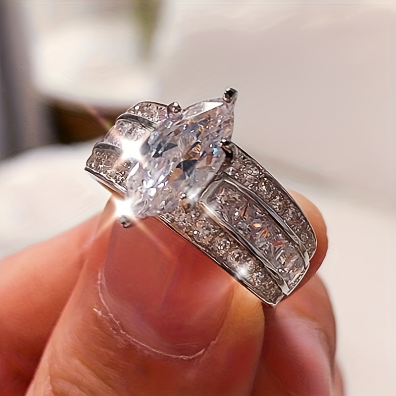 Sophisticated Copper Horse Eye CZ Bridal Ring